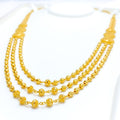 Shimmering Netted Trio Drop 22k Gold Long Necklace Set