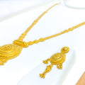 Decadent Reflective Striped 22k Gold Long Necklace Set