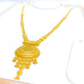 Decadent Reflective Striped 22k Gold Long Necklace Set