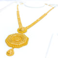 Regal Hexagonal Heirloom 22k Gold Long Necklace Set