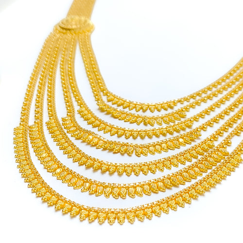 Extravagant Traditional 22k Gold Long Layered Necklace Set