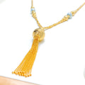 Exquisite Faceted 21k Gold Long Necklace Set 