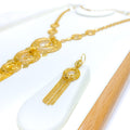 Festive Halo 21k Gold Long Necklace Set 