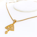Trendy Triangle 22k Gold CZ Pendant