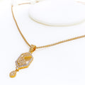 Decorative Hexagonal 22k Gold CZ Pendant