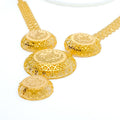 Graceful Floral Domed 21k Gold Long Necklace Set 