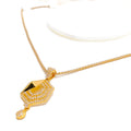 Impressive Geometric 22k Gold CZ Pendant