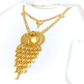 Charming Layered 21k Gold Long Necklace Set 