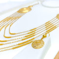 Opulent Palatial 21k Gold Long Necklace Set 