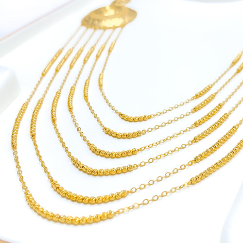 Opulent Palatial 21k Gold Long Necklace Set 