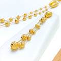 Ornate Multi Orb 21k Gold Long Necklace Set 