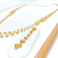 Ornate Multi Orb 21k Gold Long Necklace Set 