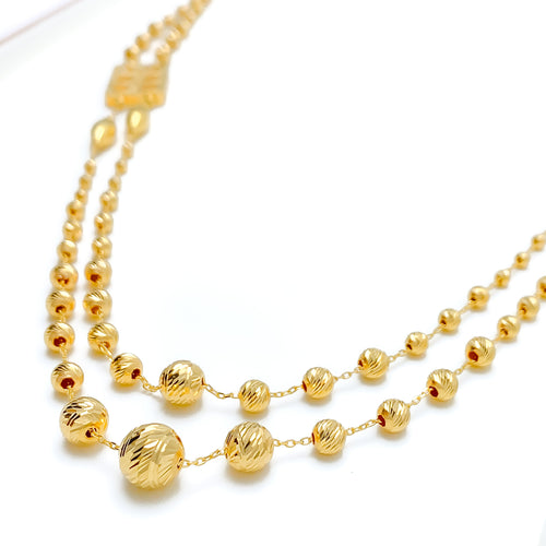 Ornate Multi Orb 21k Gold Long Necklace Set 