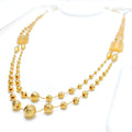 Ornate Multi Orb 21k Gold Long Necklace Set 