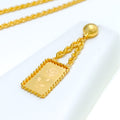 Extravagant Dangling 21k Gold Coin Long Necklace Set 