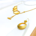 Stunning Asymmetrical 21k Gold 5 Piece Long Necklace Set