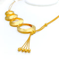 Stunning Asymmetrical 21k Gold 5 Piece Long Necklace Set