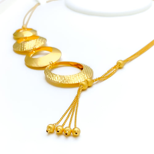 Stunning Asymmetrical 21k Gold 5 Piece Long Necklace Set