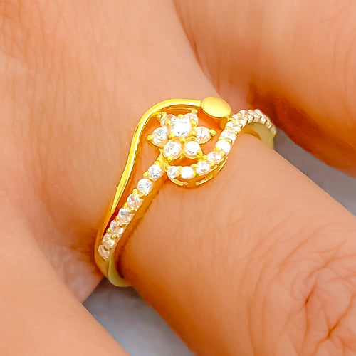 Dainty Twinkling 22k Gold CZ Ring