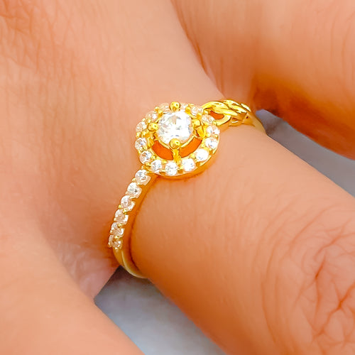 Opulent Vibrant 22k Gold CZ Ring