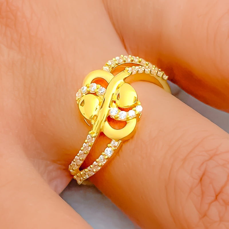 Artistic Lush 22k Gold CZ Ring