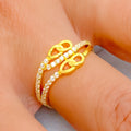 Ornate Lovely 22k Gold CZ Ring