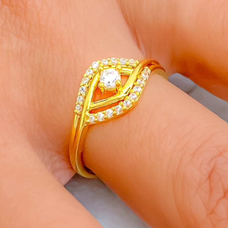 Jazzy Trendy 22k Gold CZ Ring