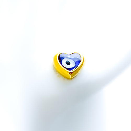 Dainty Heart 21k Gold Evil Eye Earrings 