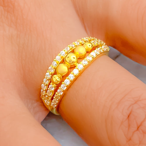 Subtle Mod 22k Gold CZ Ring