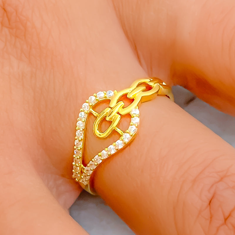 Attractive Fashionable 22k Gold CZ Ring