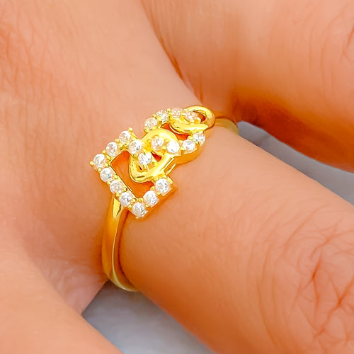 Elevated Shimmering 22k Gold CZ Ring