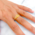 Glowing Graceful 22k Gold CZ Ring