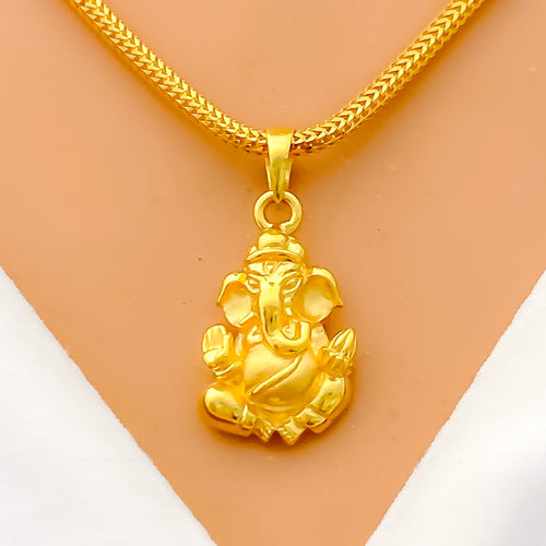 Modest Glossy 22k Gold Ganesh Pendant 