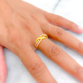 Vivid Intertwined 22k Gold CZ Ring
