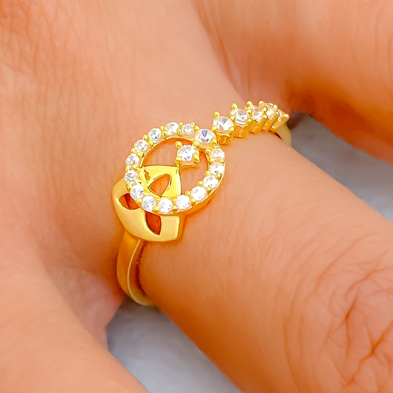 Adorned Luminescent 22k Gold CZ Ring