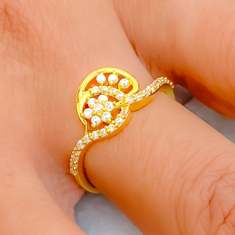 Radiant Adorned 22k Gold CZ Ring