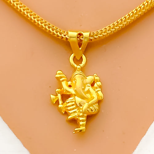 Posh Detailed 22k Gold Ganesh Pendant 