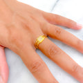 Decorative Square 22k Gold CZ Ring