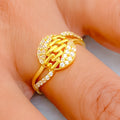 Dazzling Round 22k Gold CZ Ring