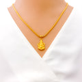 Intricate Graceful 22k Gold Ganesh Pendant 