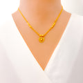 Dainty Dangling Heart 22K Gold Necklace Set 