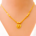 Dainty Dangling Heart 22K Gold Necklace Set