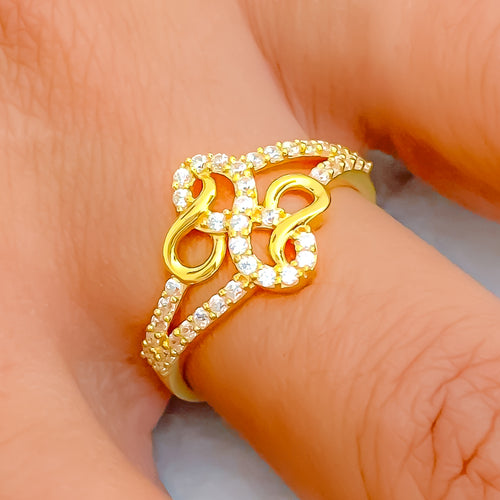 Rich Geometric 22k Gold CZ Ring