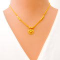 Dainty Dangling Heart 22K Gold Necklace Set 