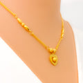 Dainty Dangling Heart 22K Gold Necklace Set 