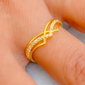 Distinctive Radiant 22k Gold CZ Ring