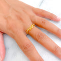Distinctive Radiant 22k Gold CZ Ring
