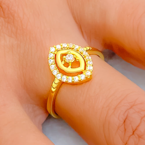 Sparkling Oval 22k Gold CZ Ring