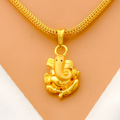 Unique Elongated 22k Gold Ganesh Pendant 