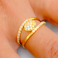 Exquisite Blooming 22k Gold CZ Ring